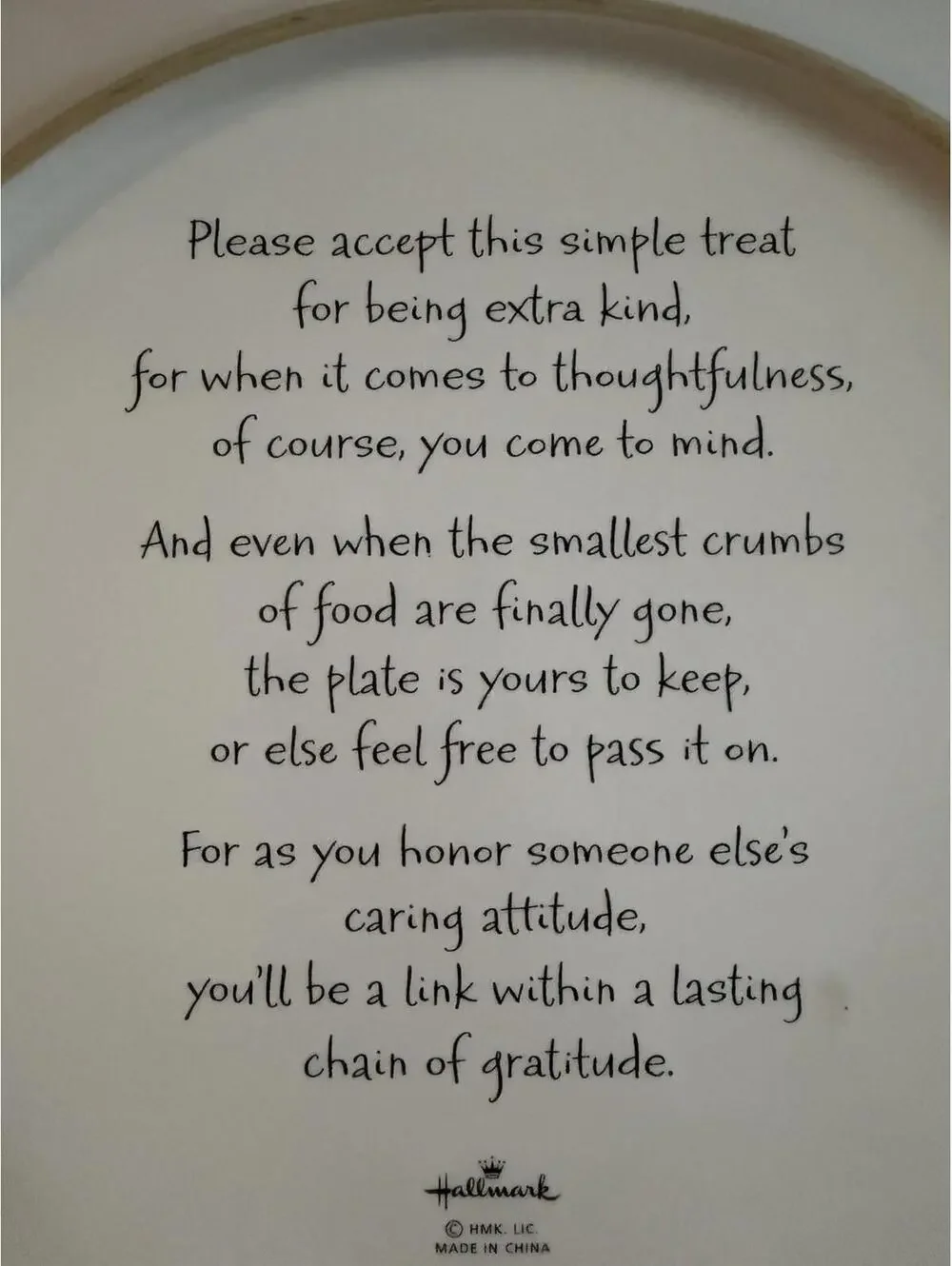 Hallmark Grateful Plateful 12” Serving Plate Cherries Inscription Vintage